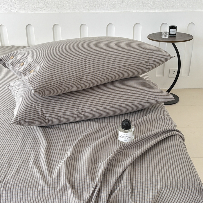 91家纺网 家纺一手货源 找家纺 织雅漫 2025春夏新款高端舒棉系列全棉纯棉100%棉细纱老粗布床单凉席席子 米格-咖