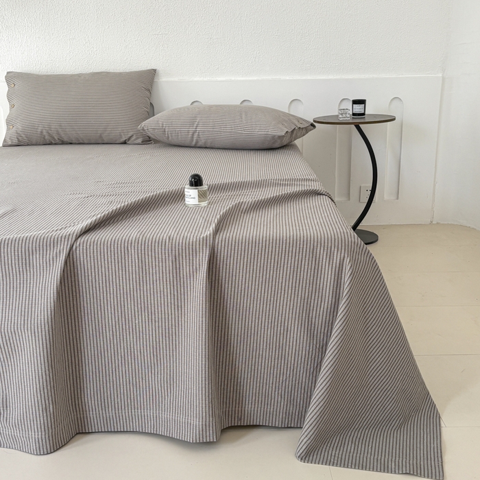 91家纺网 家纺一手货源 找家纺 织雅漫 2025春夏新款高端舒棉系列全棉纯棉100%棉细纱老粗布床单凉席席子 米格-咖