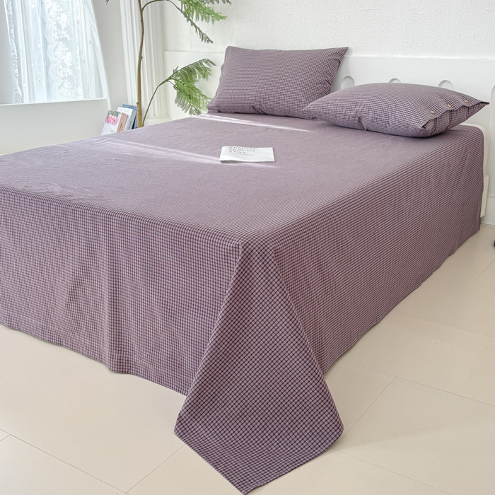 91家纺网 家纺一手货源 找家纺 织雅漫 2025春夏新款高端舒棉系列全棉纯棉100%棉细纱老粗布床单凉席席子 米格-紫