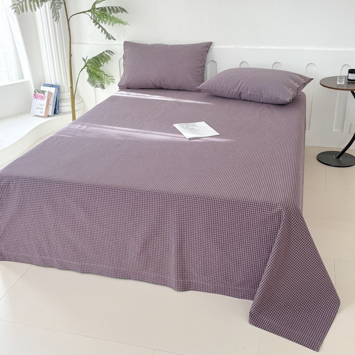 91家纺网 家纺一手货源 找家纺 织雅漫 2025春夏新款高端舒棉系列全棉纯棉100%棉细纱老粗布床单凉席席子 米格-紫