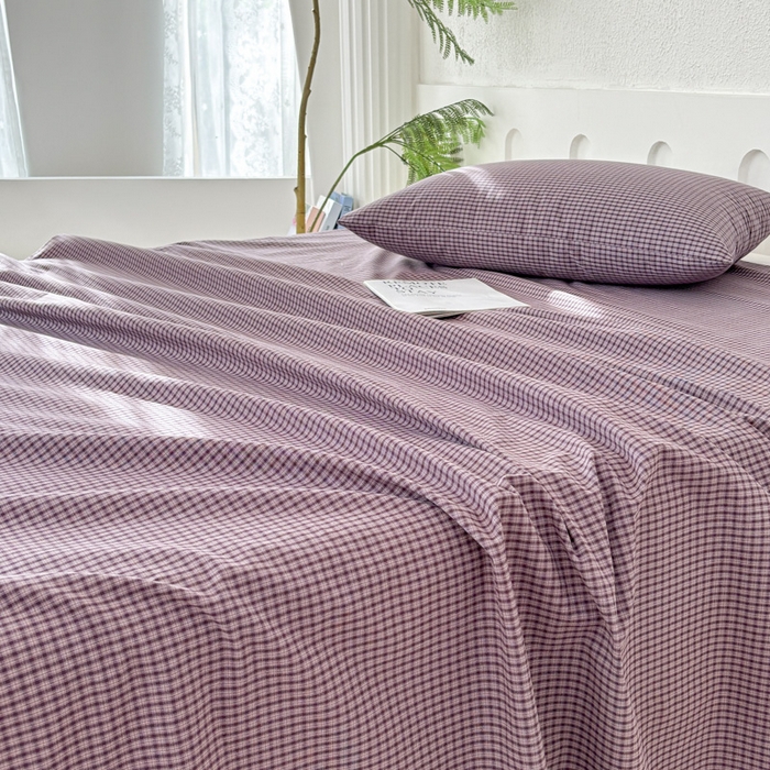 91家纺网 家纺一手货源 找家纺 织雅漫 2025春夏新款高端舒棉系列全棉纯棉100%棉细纱老粗布床单凉席席子 米格-紫