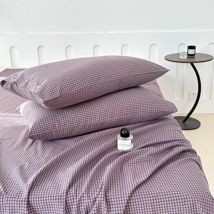 91家纺网 家纺一手货源 找家纺 织雅漫 2025春夏新款高端舒棉系列全棉纯棉100%棉细纱老粗布床单凉席席子 米格-紫