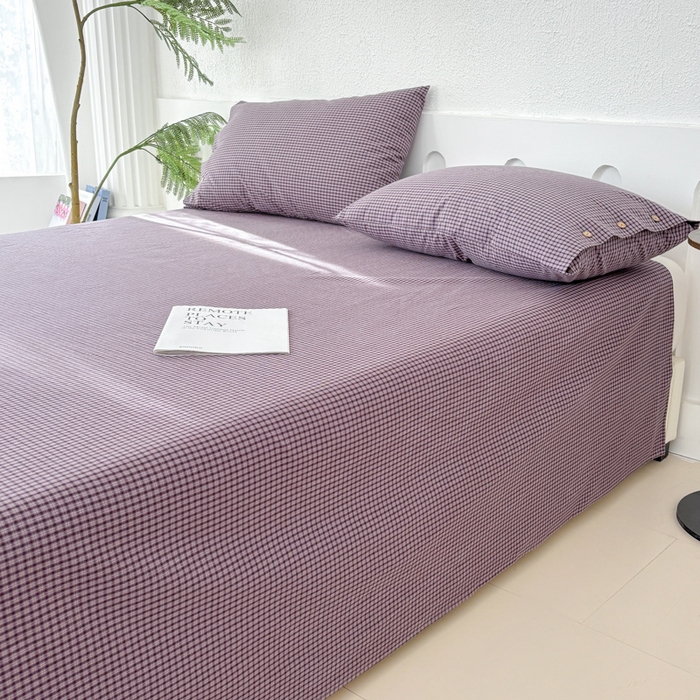 91家纺网 家纺一手货源 找家纺 织雅漫 2025春夏新款高端舒棉系列全棉纯棉100%棉细纱老粗布床单凉席席子 米格-紫