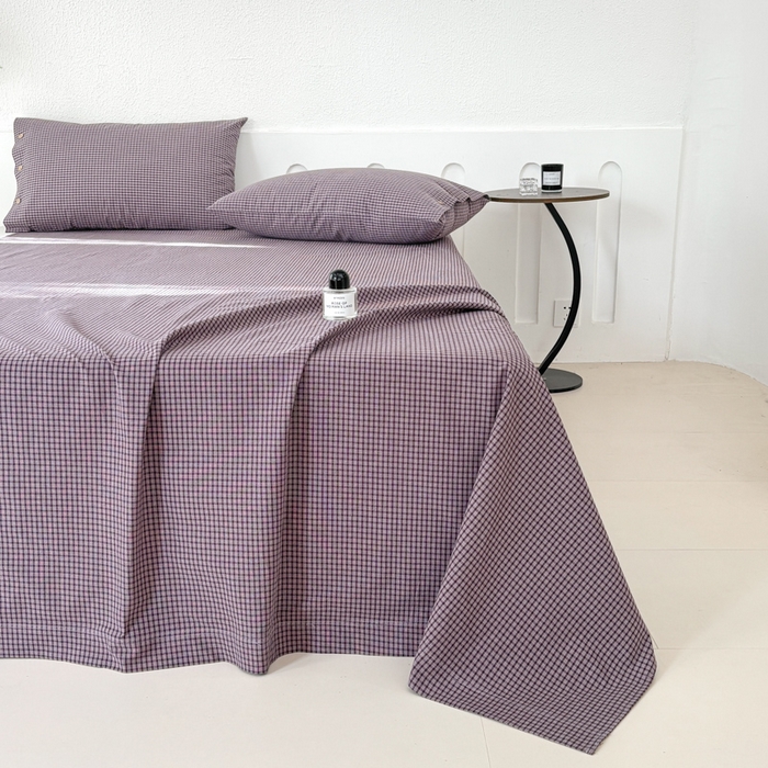 91家纺网 家纺一手货源 找家纺 织雅漫 2025春夏新款高端舒棉系列全棉纯棉100%棉细纱老粗布床单凉席席子 米格-紫