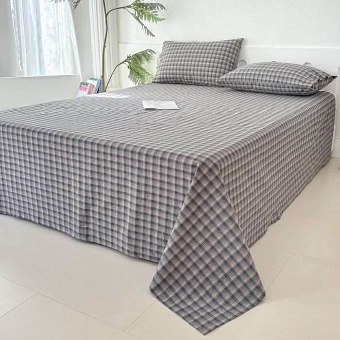 91家纺网 家纺一手货源 找家纺 织雅漫 2025春夏新款高端舒棉系列全棉纯棉100%棉细纱老粗布床单凉席席子 山青灰