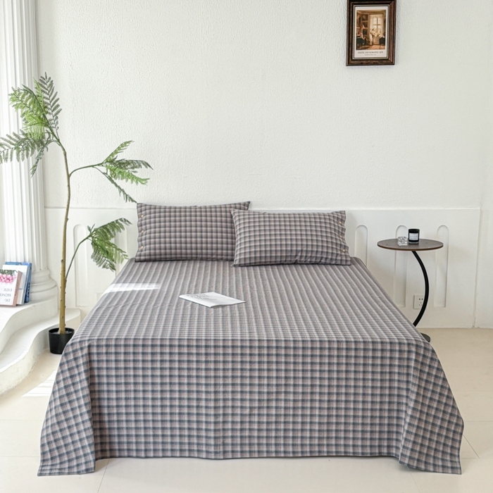 91家纺网 家纺一手货源 找家纺 织雅漫 2025春夏新款高端舒棉系列全棉纯棉100%棉细纱老粗布床单凉席席子 山青灰