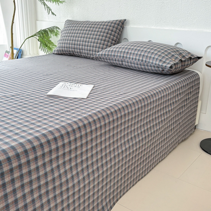 91家纺网 家纺一手货源 找家纺 织雅漫 2025春夏新款高端舒棉系列全棉纯棉100%棉细纱老粗布床单凉席席子 山青灰