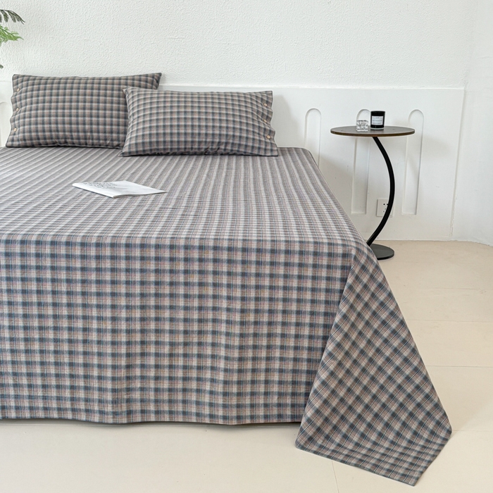 91家纺网 家纺一手货源 找家纺 织雅漫 2025春夏新款高端舒棉系列全棉纯棉100%棉细纱老粗布床单凉席席子 山青灰