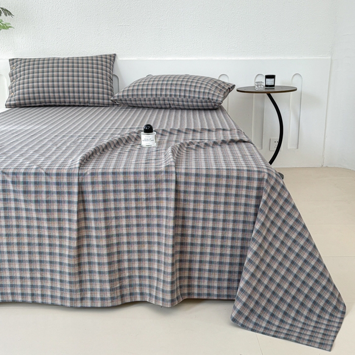 91家纺网 家纺一手货源 找家纺 织雅漫 2025春夏新款高端舒棉系列全棉纯棉100%棉细纱老粗布床单凉席席子 山青灰