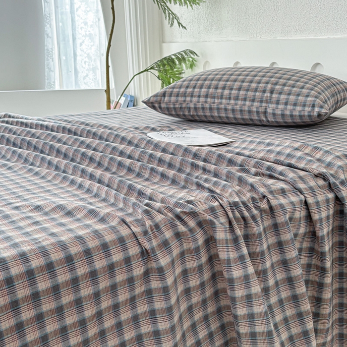 91家纺网 家纺一手货源 找家纺 织雅漫 2025春夏新款高端舒棉系列全棉纯棉100%棉细纱老粗布床单凉席席子 山青灰