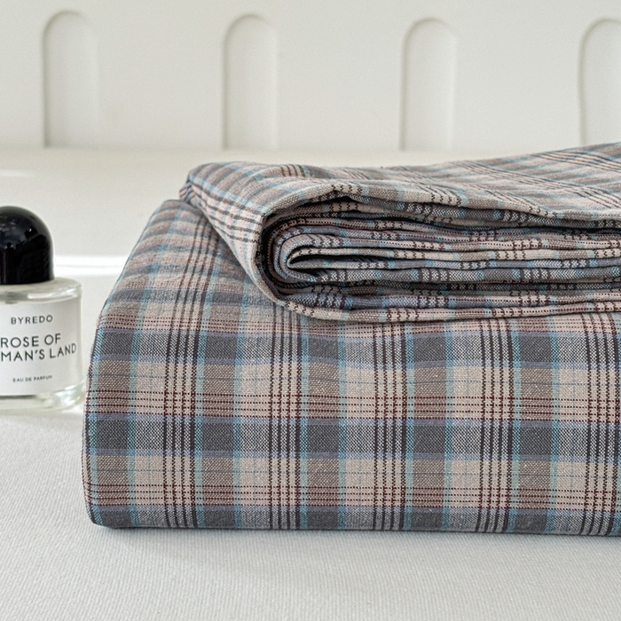 91家纺网 家纺一手货源 找家纺 织雅漫 2025春夏新款高端舒棉系列全棉纯棉100%棉细纱老粗布床单凉席席子 山青灰