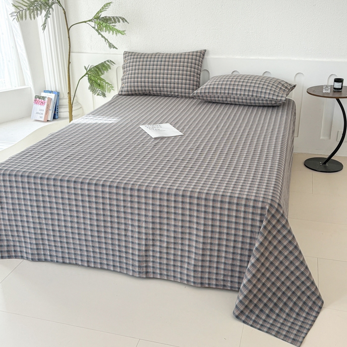 91家纺网 家纺一手货源 找家纺 织雅漫 2025春夏新款高端舒棉系列全棉纯棉100%棉细纱老粗布床单凉席席子 山青灰