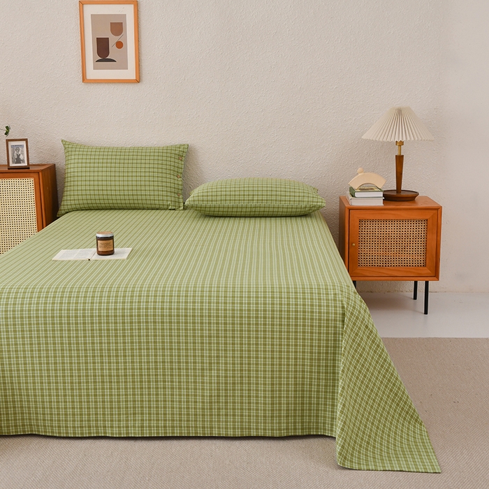 91家纺网 家纺一手货源 找家纺 织雅漫 2025春夏新款高端舒棉系列全棉纯棉100%棉细纱老粗布床单凉席席子 千初-绿