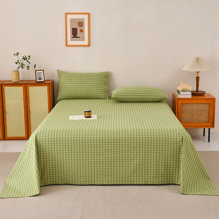 91家纺网 家纺一手货源 找家纺 织雅漫 2025春夏新款高端舒棉系列全棉纯棉100%棉细纱老粗布床单凉席席子 千初-绿