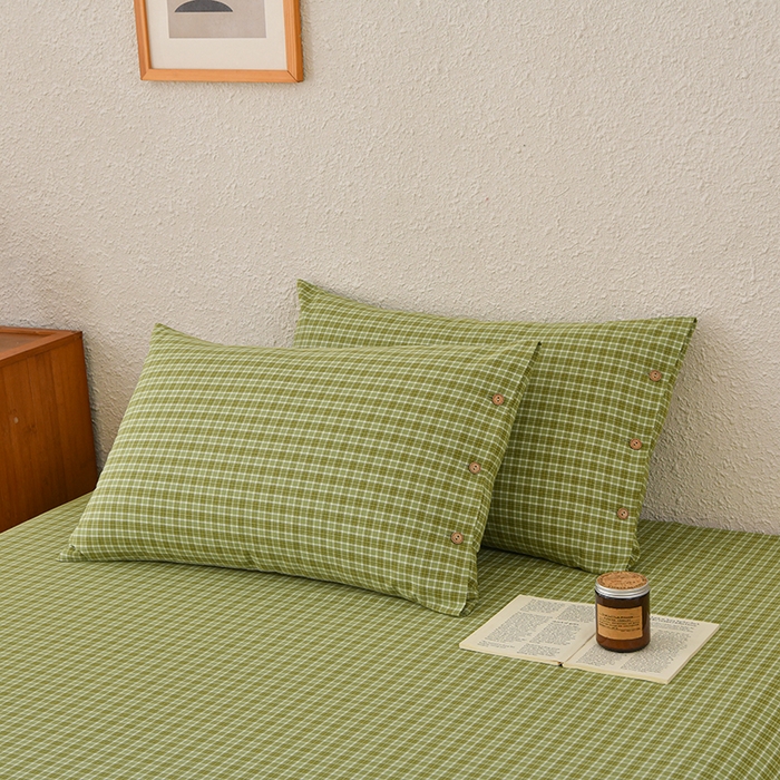 91家纺网 家纺一手货源 找家纺 织雅漫 2025春夏新款高端舒棉系列全棉纯棉100%棉细纱老粗布床单凉席席子 千初-绿