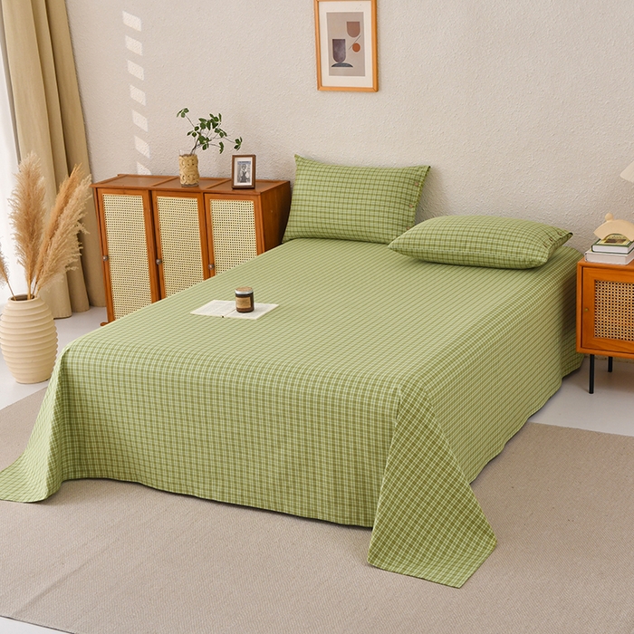 91家纺网 家纺一手货源 找家纺 织雅漫 2025春夏新款高端舒棉系列全棉纯棉100%棉细纱老粗布床单凉席席子 千初-绿