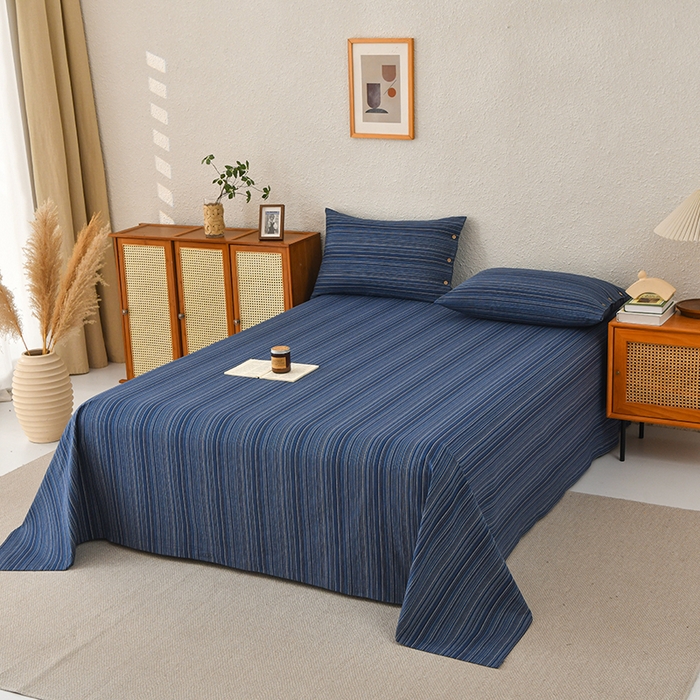 91家纺网 家纺一手货源 找家纺 织雅漫 2025春夏新款高端舒棉系列全棉纯棉100%棉细纱老粗布床单凉席席子 扶霞-兰