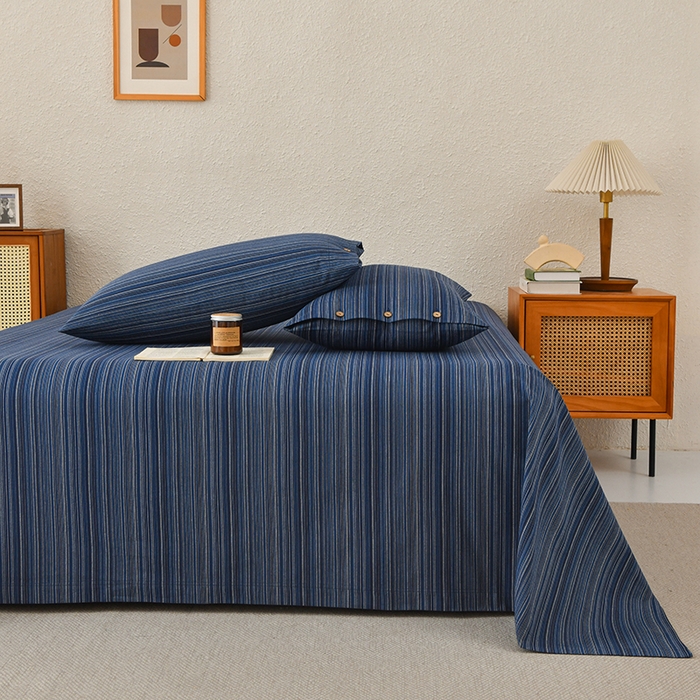 91家纺网 家纺一手货源 找家纺 织雅漫 2025春夏新款高端舒棉系列全棉纯棉100%棉细纱老粗布床单凉席席子 扶霞-兰