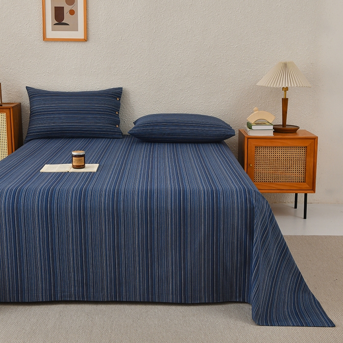 91家纺网 家纺一手货源 找家纺 织雅漫 2025春夏新款高端舒棉系列全棉纯棉100%棉细纱老粗布床单凉席席子 扶霞-兰