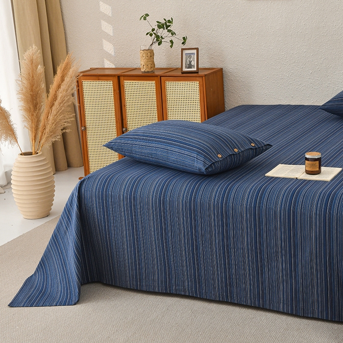 91家纺网 家纺一手货源 找家纺 织雅漫 2025春夏新款高端舒棉系列全棉纯棉100%棉细纱老粗布床单凉席席子 扶霞-兰