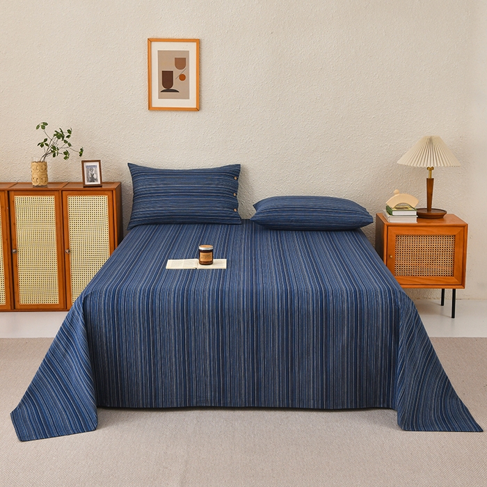 91家纺网 家纺一手货源 找家纺 织雅漫 2025春夏新款高端舒棉系列全棉纯棉100%棉细纱老粗布床单凉席席子 扶霞-兰