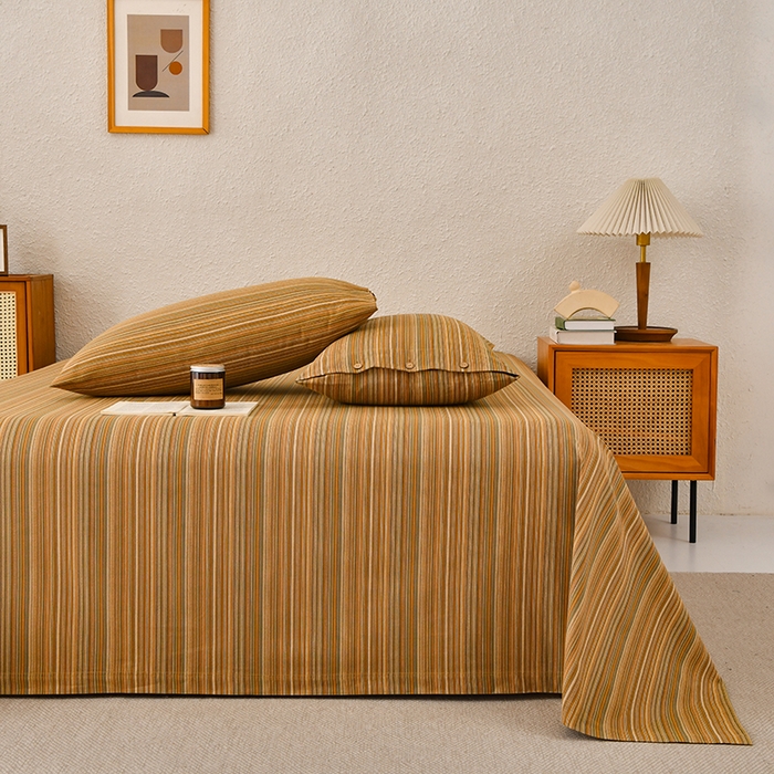 91家纺网 家纺一手货源 找家纺 织雅漫 2025春夏新款高端舒棉系列全棉纯棉100%棉细纱老粗布床单凉席席子 扶霞-咖