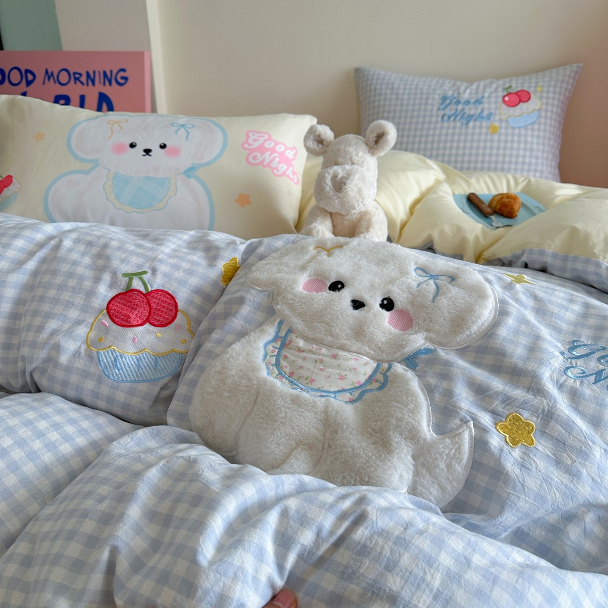 91家纺网 家纺一手货源 找家纺 （总）觅糖家纺 2025秋冬韩系全棉水洗棉系列四件套