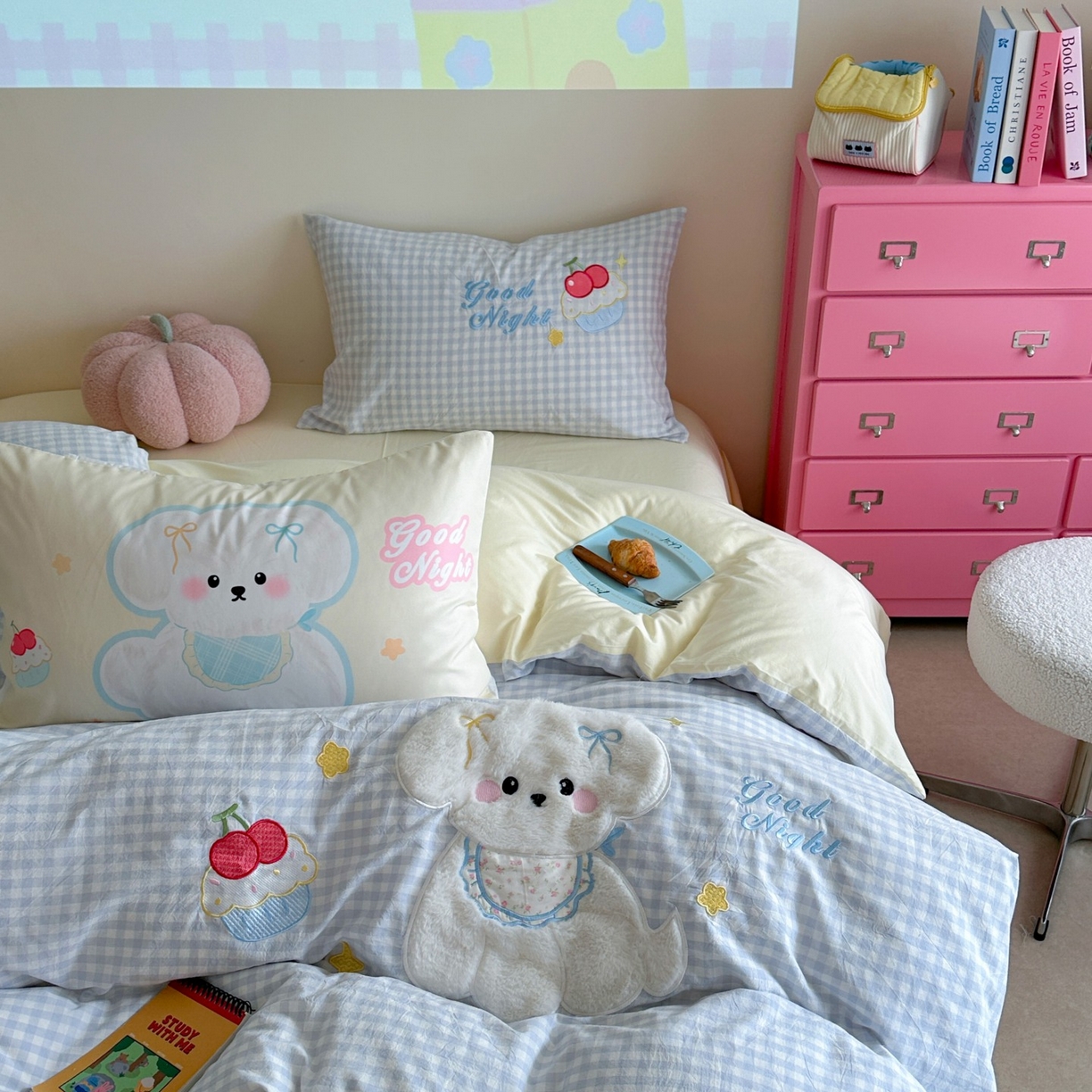 91家纺网 家纺一手货源 找家纺 （总）觅糖家纺 2025秋冬韩系全棉水洗棉系列四件套