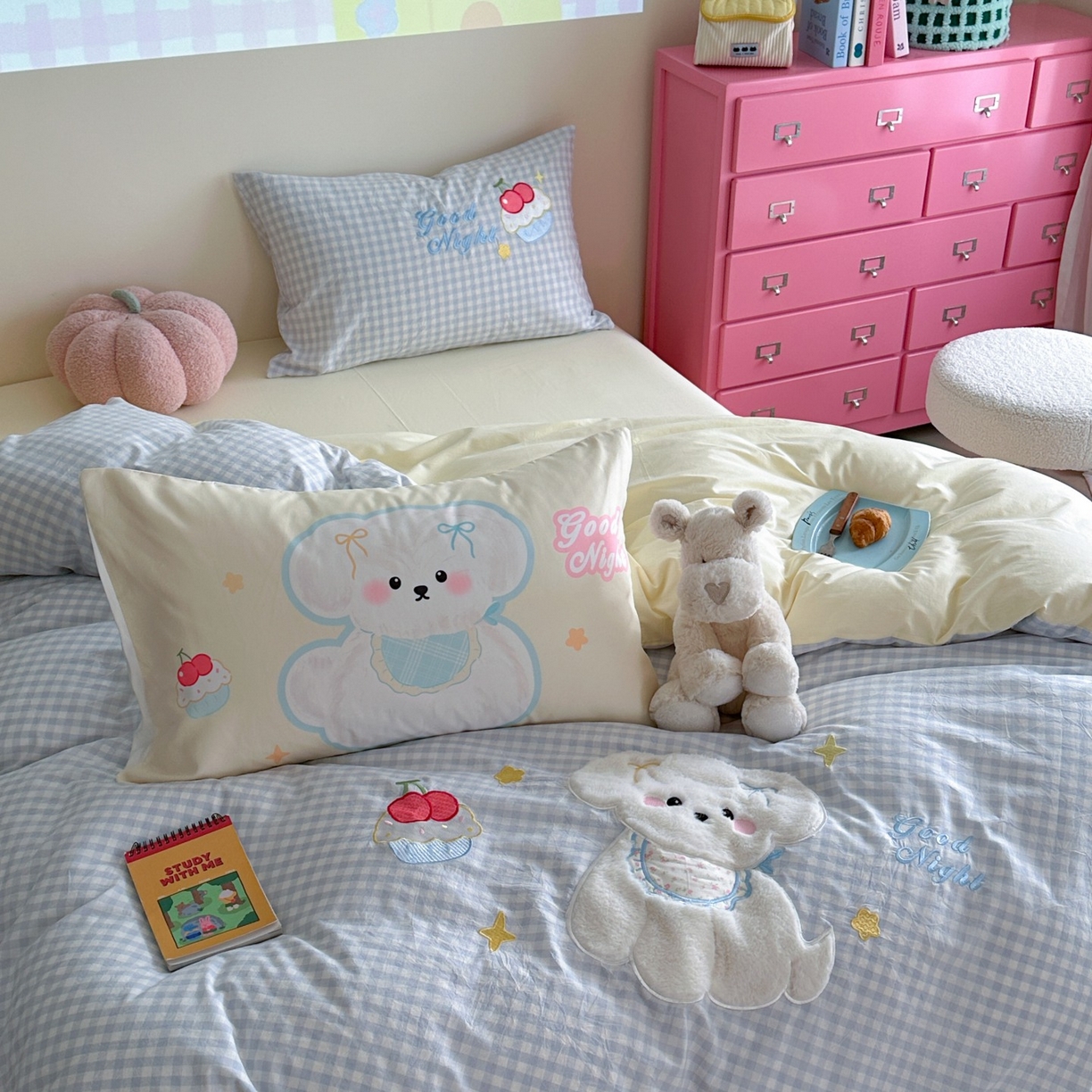 91家纺网 家纺一手货源 找家纺 （总）觅糖家纺 2025秋冬韩系全棉水洗棉系列四件套