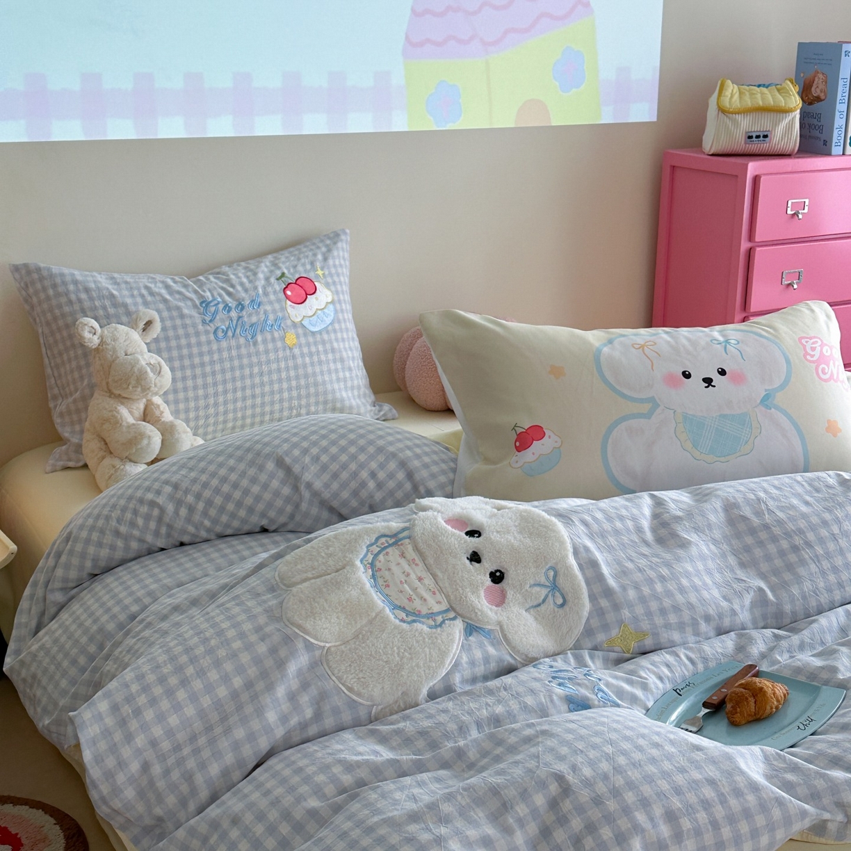 91家纺网 家纺一手货源 找家纺 （总）觅糖家纺 2025秋冬韩系全棉水洗棉系列四件套