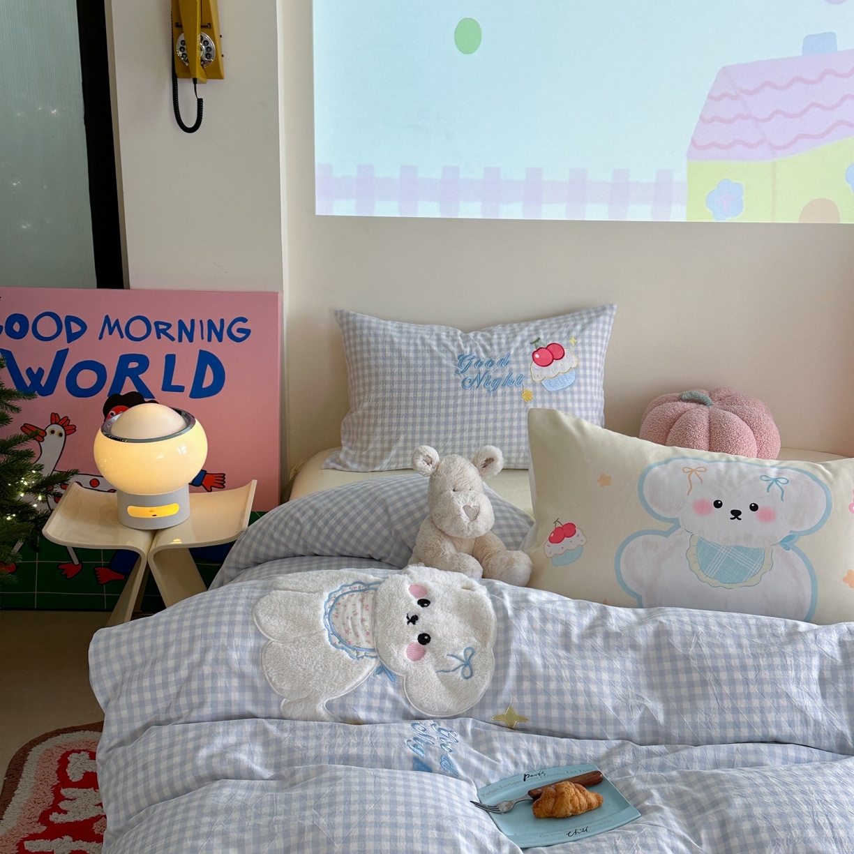 91家纺网 家纺一手货源 找家纺 （总）觅糖家纺 2025秋冬韩系全棉水洗棉系列四件套