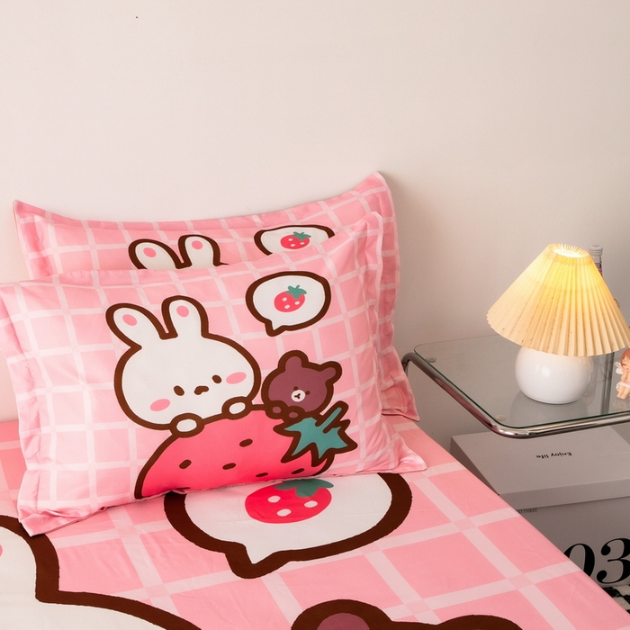 91家纺网 家纺一手货源 找家纺 一电 2024新款卡通床单床笠棕垫床套防尘罩席床垫保护套卡通儿童上下床床单床笠-第一批 草莓动物