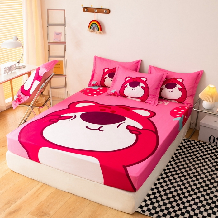 91家纺网 家纺一手货源 找家纺 一电 2024新款卡通床单床笠棕垫床套防尘罩席床垫保护套卡通儿童上下床床单床笠-第一批 草莓大雄