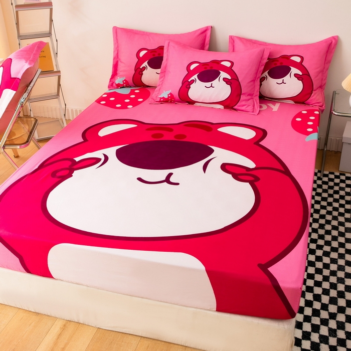 91家纺网 家纺一手货源 找家纺 一电 2024新款卡通床单床笠棕垫床套防尘罩席床垫保护套卡通儿童上下床床单床笠-第一批 草莓大雄