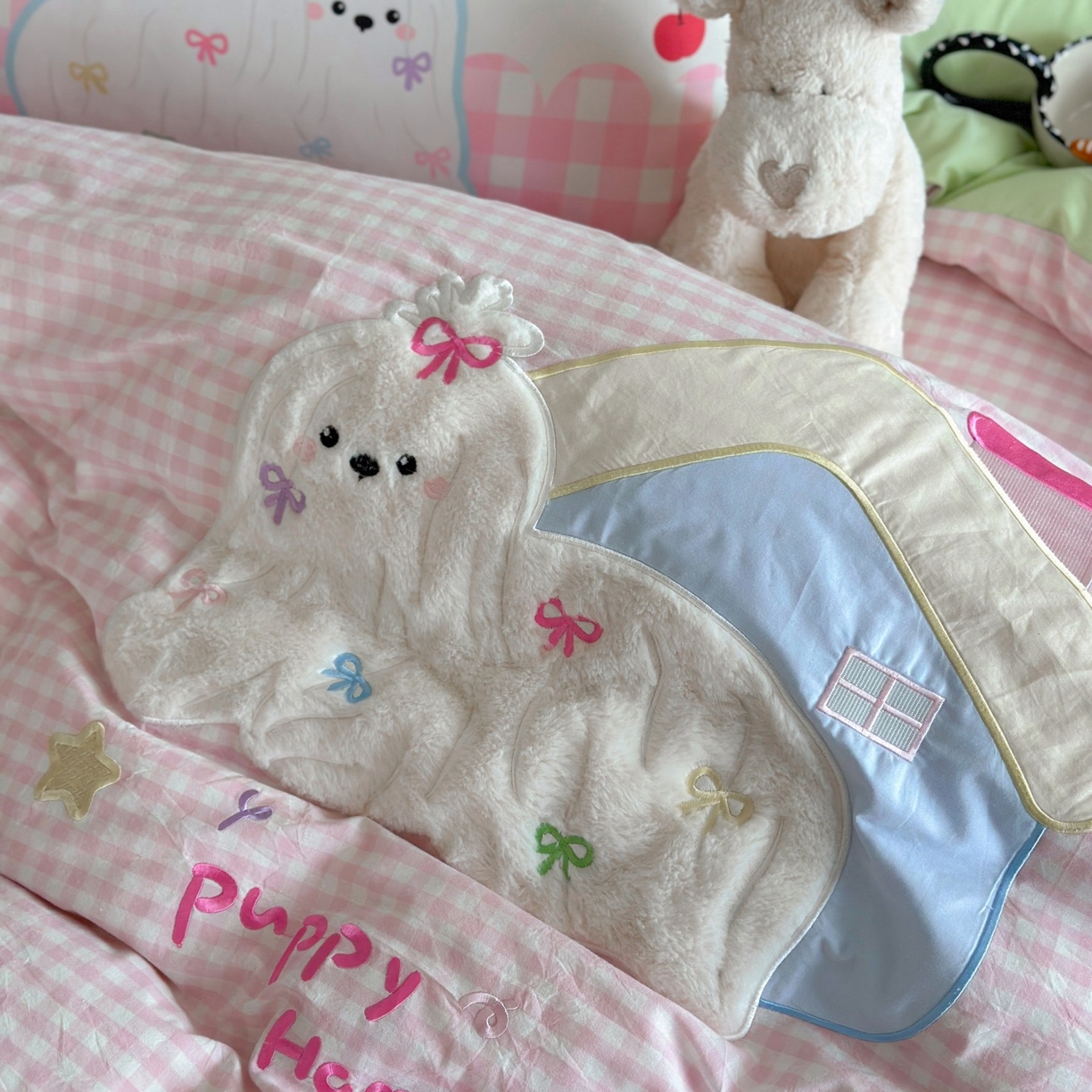 91家纺网 家纺一手货源 找家纺 觅糖家纺 2025秋冬韩系全棉水洗棉系列四件套 小狗屋