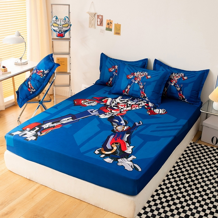 91家纺网 家纺一手货源 找家纺 一电 2024新款卡通床单床笠棕垫床套防尘罩席床垫保护套卡通儿童上下床床单床笠-第一批 擎天柱