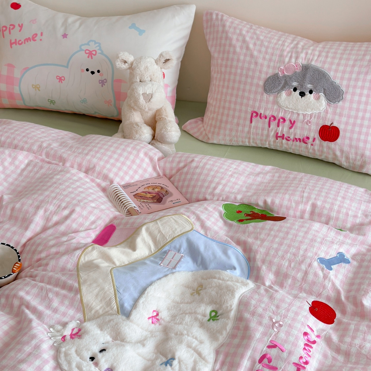 91家纺网 家纺一手货源 找家纺 觅糖家纺 2025秋冬韩系全棉水洗棉系列四件套 小狗屋