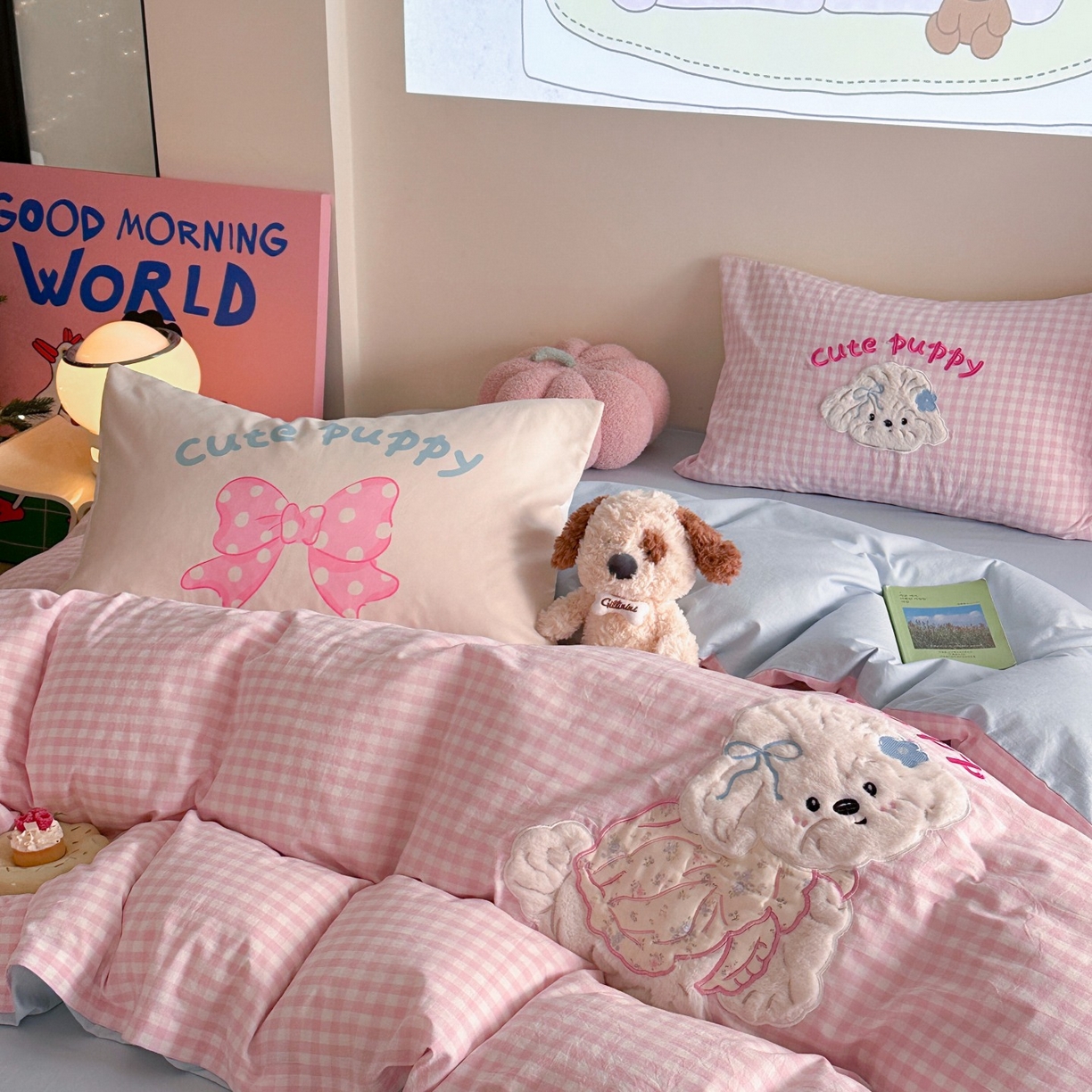 91家纺网 家纺一手货源 找家纺 觅糖家纺 2025秋冬韩系全棉水洗棉系列四件套 甜心宝贝