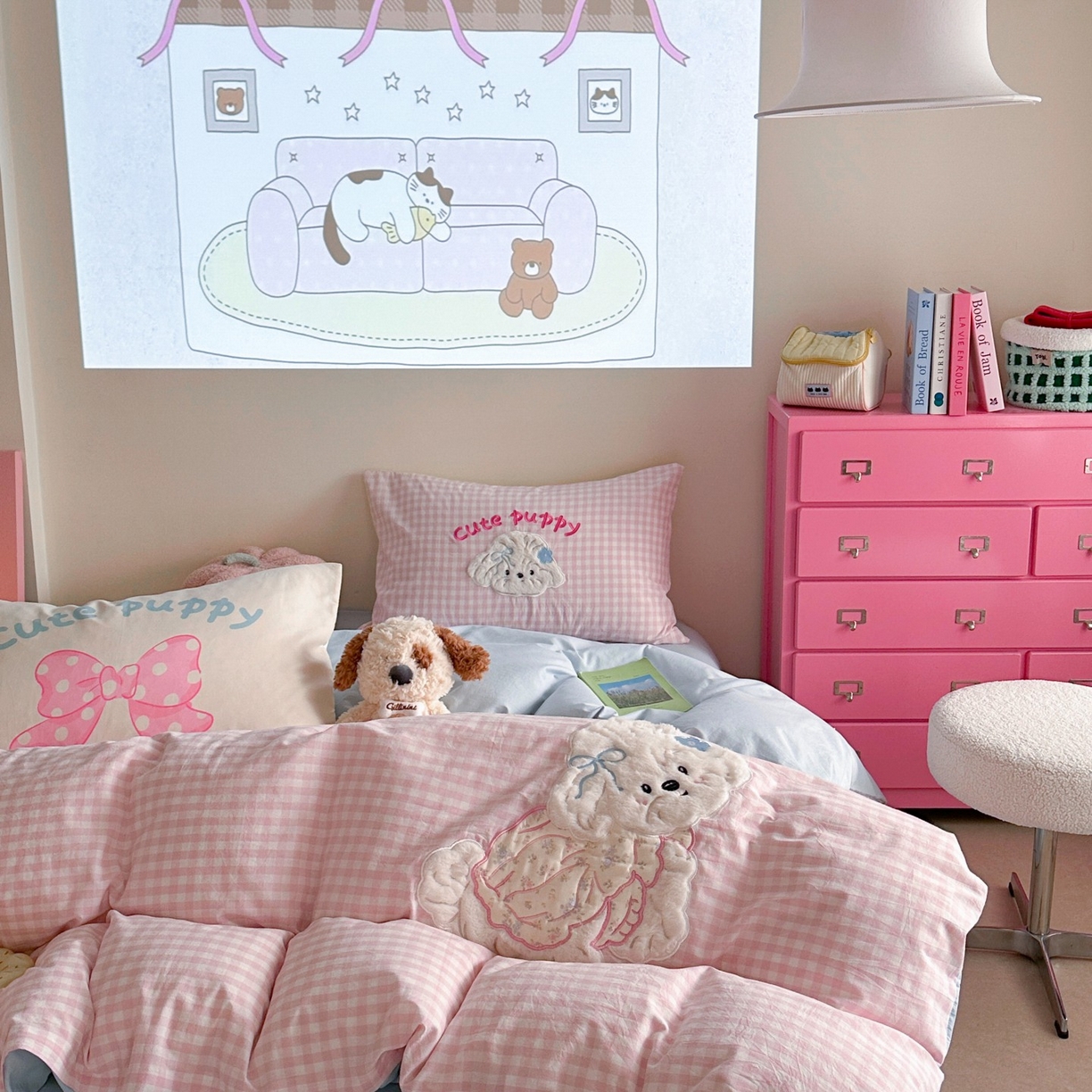 91家纺网 家纺一手货源 找家纺 觅糖家纺 2025秋冬韩系全棉水洗棉系列四件套 甜心宝贝