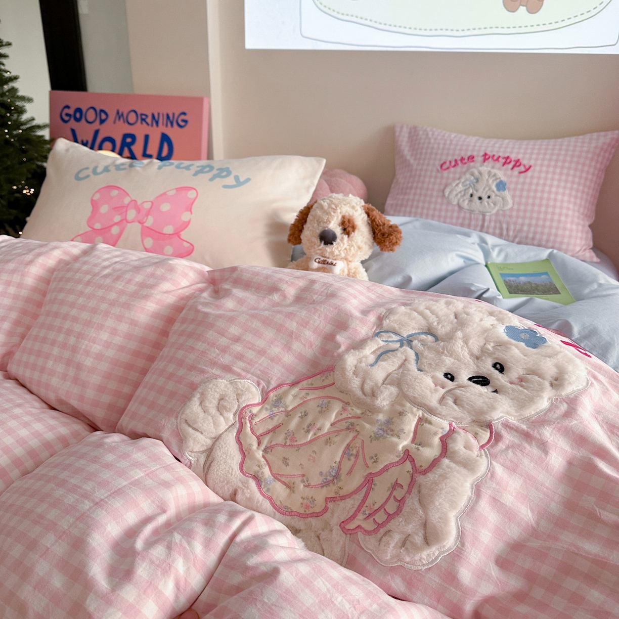 91家纺网 家纺一手货源 找家纺 觅糖家纺 2025秋冬韩系全棉水洗棉系列四件套 甜心宝贝