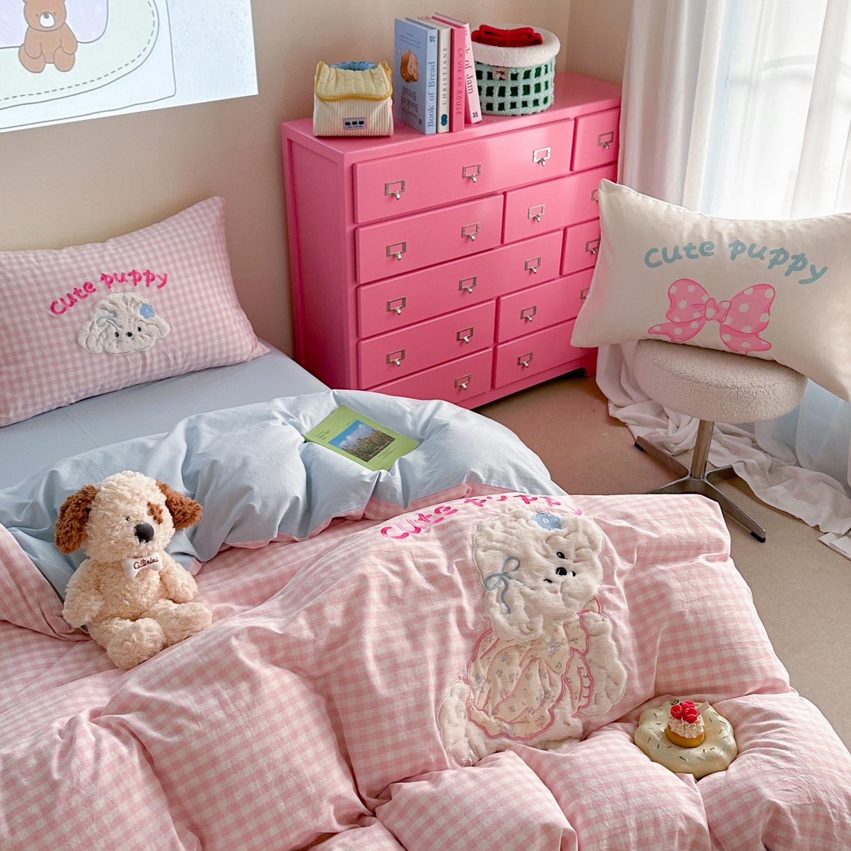 91家纺网 家纺一手货源 找家纺 觅糖家纺 2025秋冬韩系全棉水洗棉系列四件套 甜心宝贝