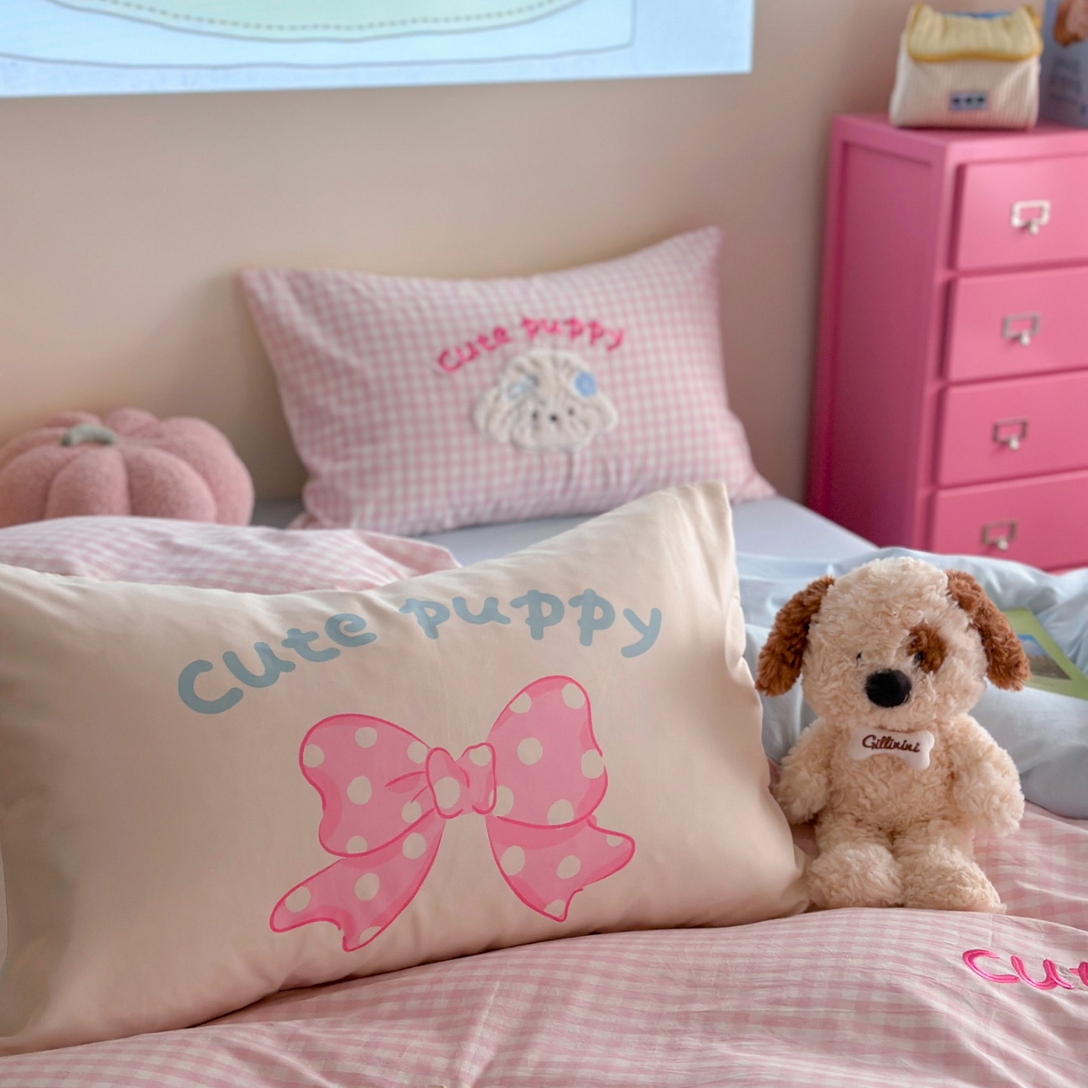 91家纺网 家纺一手货源 找家纺 觅糖家纺 2025秋冬韩系全棉水洗棉系列四件套 甜心宝贝