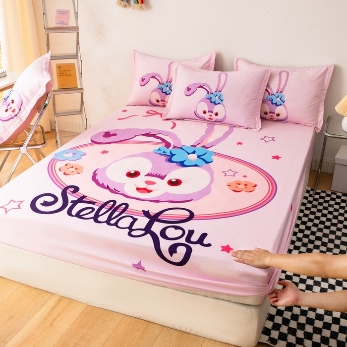 91家纺网 家纺一手货源 找家纺 一电 2024新款卡通床单床笠棕垫床套防尘罩席床垫保护套卡通儿童上下床床单床笠-第一批 可爱星黛露