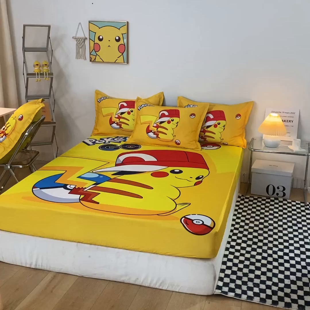 91家纺网 家纺一手货源 找家纺 一电 2024新款卡通床单床笠棕垫床套防尘罩席床垫保护套卡通儿童上下床床单床笠-第一批 小红帽皮卡丘