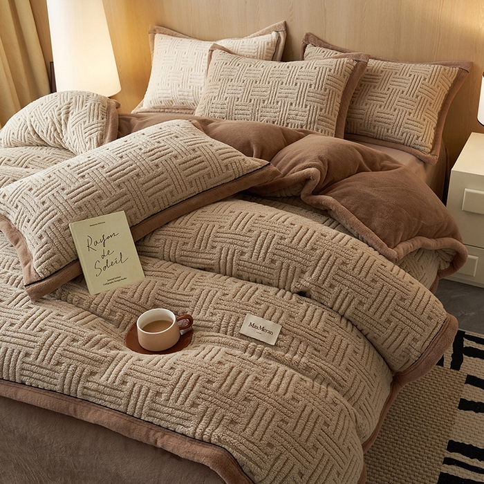 91家纺网 家纺一手货源 找家纺 （总）晨曦家纺 2025新款230克加厚保暖塔芙绒牛奶绒四件套法兰绒