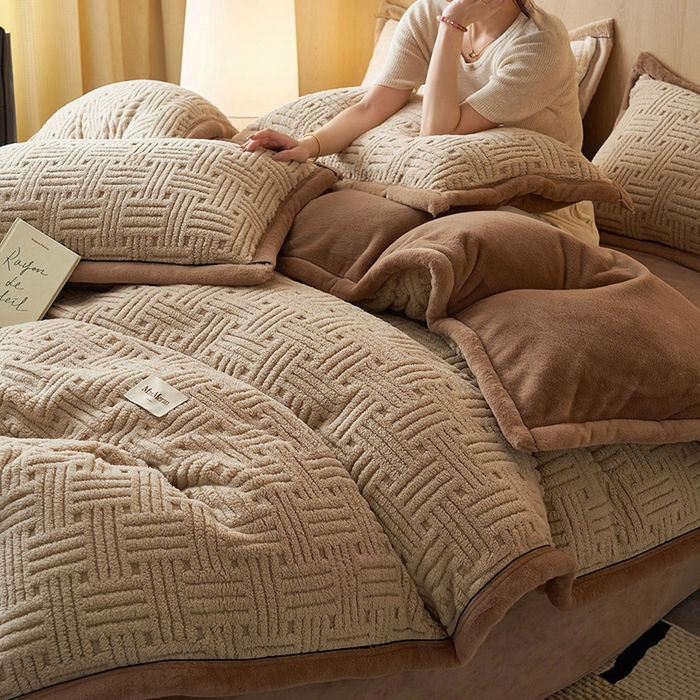 91家纺网 家纺一手货源 找家纺 （总）晨曦家纺 2025新款230克加厚保暖塔芙绒牛奶绒四件套法兰绒