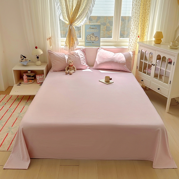 91家纺网 家纺一手货源 找家纺 （总）花伞家居 2025新款A类高克重云感木棉双层纱单床单（提供买家秀）