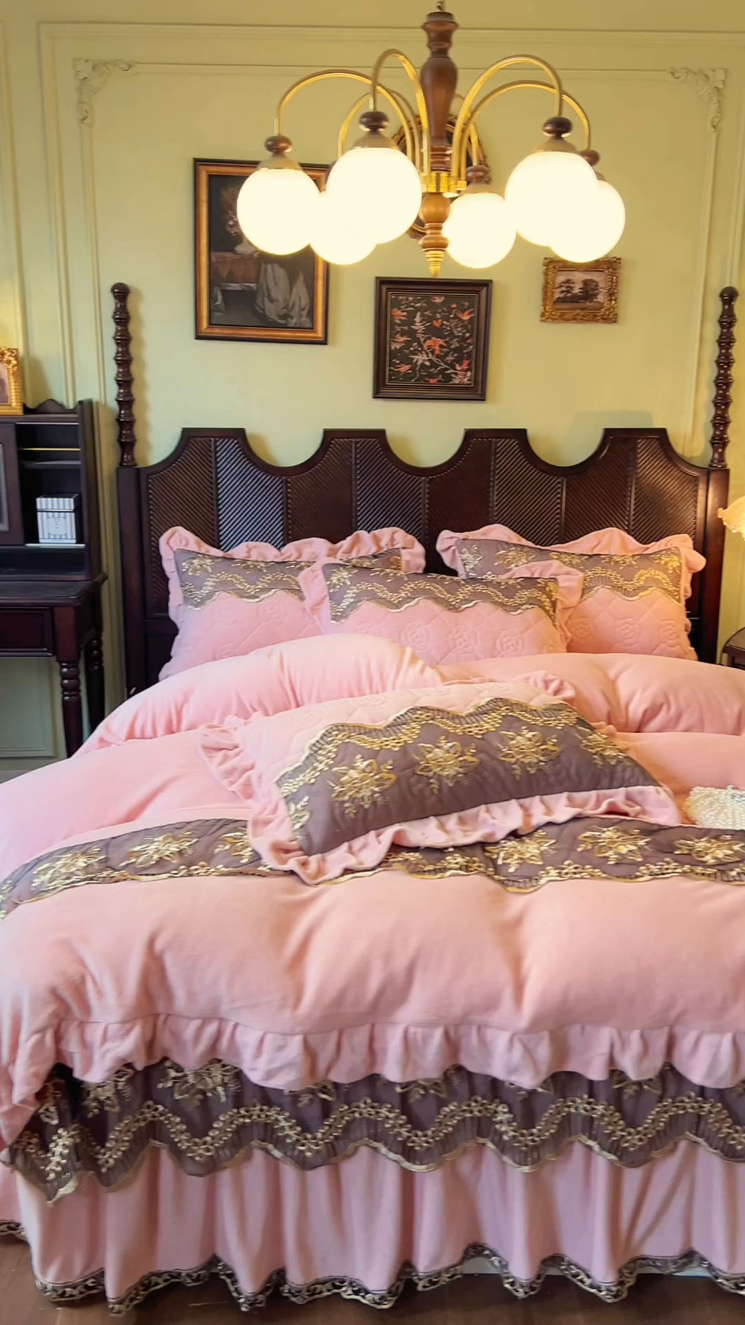 91家纺网 家纺一手货源 找家纺 （总）网红馆（ck家纺） 2025新款高克重牛奶绒床裙四件套-卡妮娜系列