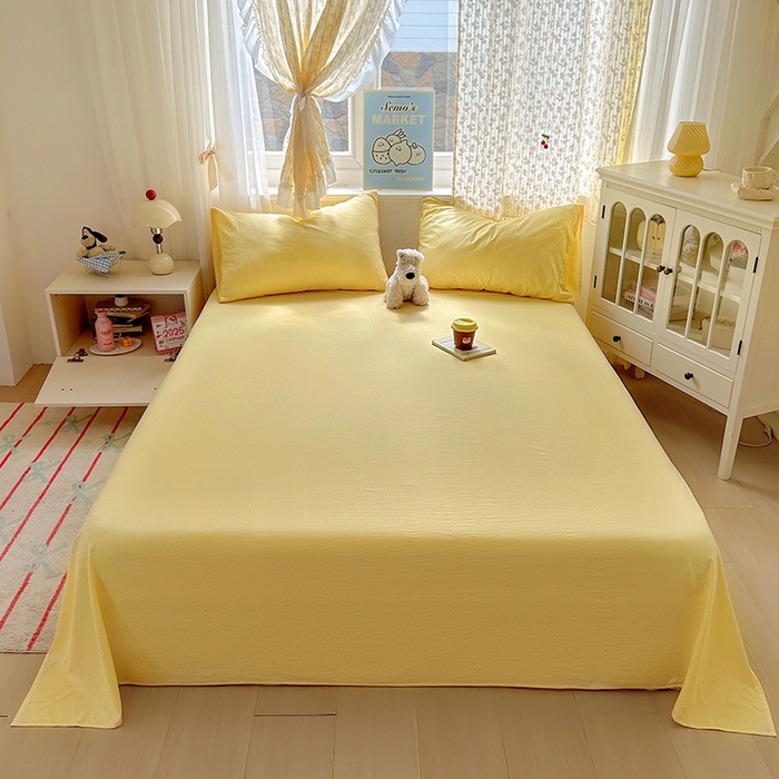 91家纺网 家纺一手货源 找家纺 （总）花伞家居 2025新款A类高克重云感木棉双层纱单床单（提供买家秀）