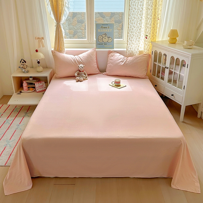 91家纺网 家纺一手货源 找家纺 （总）花伞家居 2025新款A类高克重云感木棉双层纱单床单（提供买家秀）